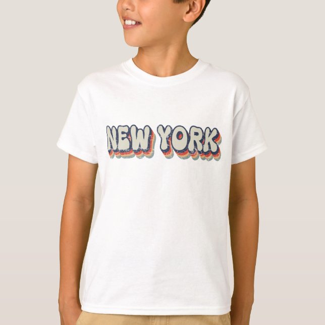 Camiseta Nova York Retro 80s Cidade Cromada (Frente)