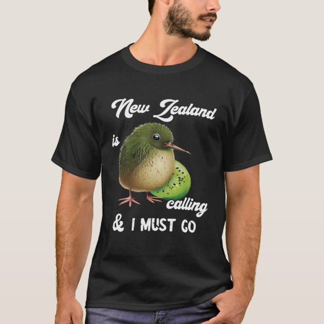 Camiseta Nova Zelândia Chama Kiwi Bird Willife Fruta An (Frente)