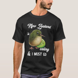 Camiseta Nova Zelândia Chama Kiwi Bird Willife Fruta An