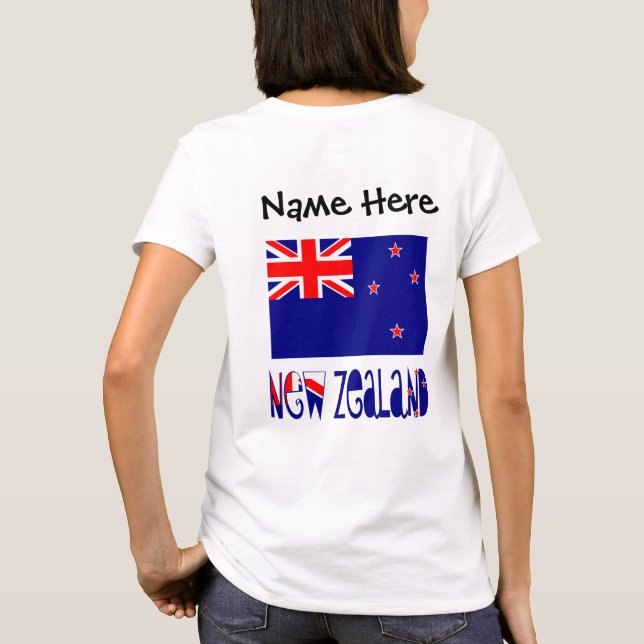 Camiseta Nova Zelândia Personalizado com a Bandeira da Nova (Verso)