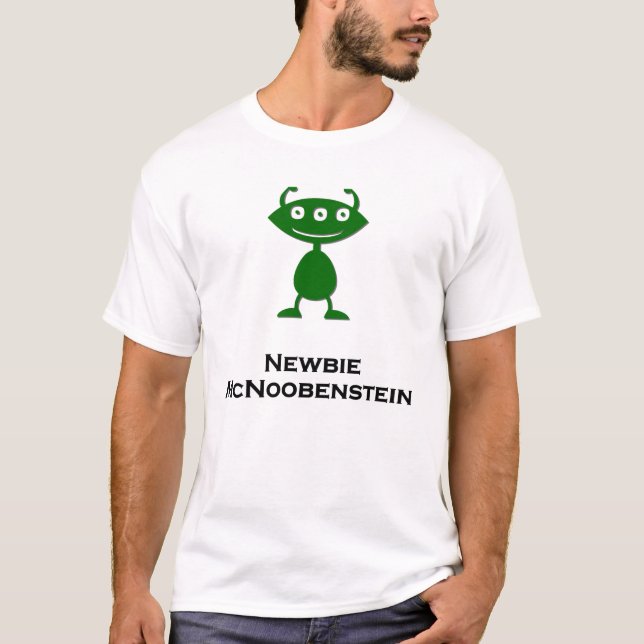 Camiseta Novato de Olho Triplo McNoobenstein verde (Frente)