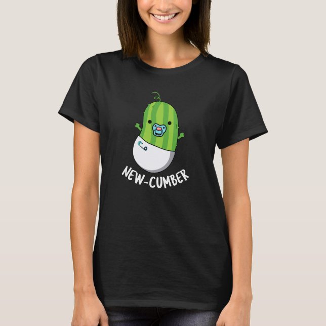 Camiseta Novato Engraçado Veggie Pepino Pun Dark BG (Frente)