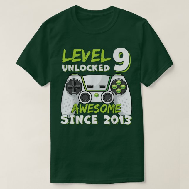 Camiseta Nove 9 anos BDay Son Boy Engraçado Jogador 9º 9 an (Frente do Design)