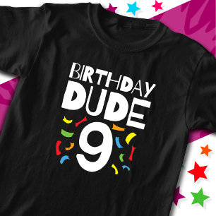 Camiseta Nove Aniversário, 9 Anos Festa de Menino, 9