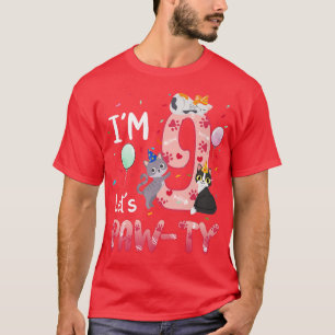 Camiseta Nove Aniversário Gatinha Gatinho 9 Anos