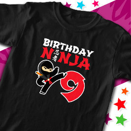 Camiseta Nove anos de festa Karate Ninja Crianças 9º aniver