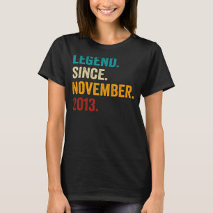 Camiseta Nove Anos De Idade Lenda Do Menino Desde Novembro