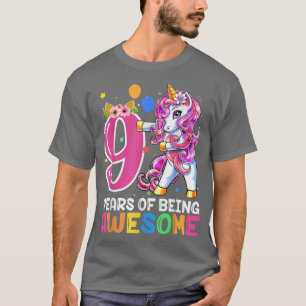 Camiseta Nove Anos De Idade Oferece Incrível Unicórnio Flos