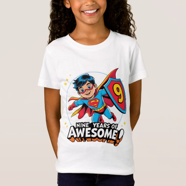 Camiseta Nove anos de incrível! 9º aniversário (Frente)