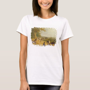 Camiseta Nove galgos em uma paisagem (óleo em canvas)