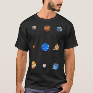 Camiseta Nove Planetas De Sistema Solar E Plutão Para Crian