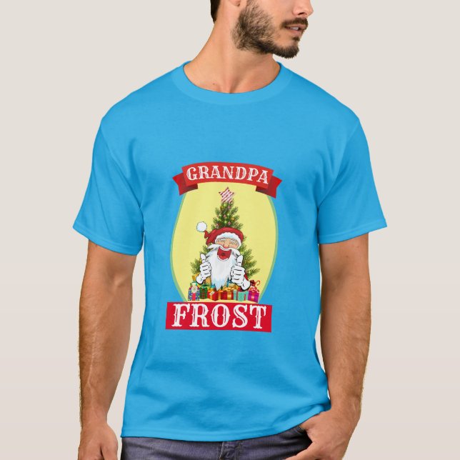 Camiseta Noveldade Engraçado GRANDPA de Natal FROST (Frente)