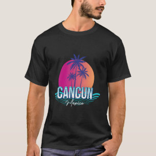 Camiseta Novelon Cancun México Palm Tree Ocean Wave
