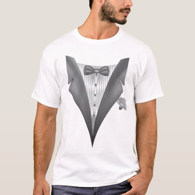 Camiseta Novelty Tuxedo Tux Impressão (Frente)
