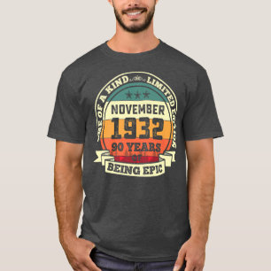 Camiseta Novembro De 1932 90 Aniversário Presente A 90 Anos