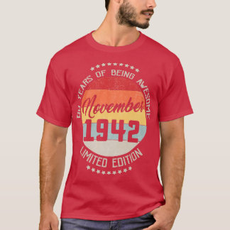 Camiseta Novembro De 1942 80 Aniversário De 80 Anos De Esta