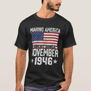 Camiseta Novembro De 1946 Bandeira Americana 75º Aniversá