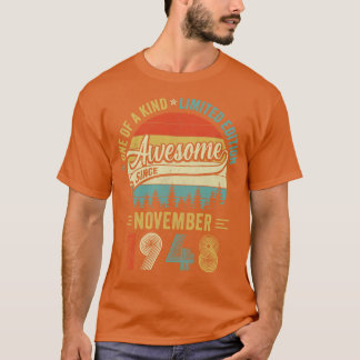 Camiseta Novembro De 1948 Vintage, 75 Anos, Retro 75º Nasci