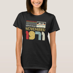 Camiseta Novembro de 1971 Cassette Tape Vintage 50º anivers