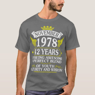 Camiseta Novembro De 1978 Feliz Aniversário 42 Anos De Aten