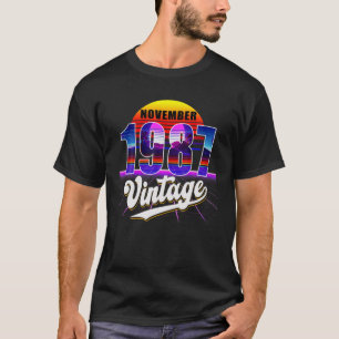 Camiseta Novembro De 1987 Retro 34º Aniversário Vaporwave 3