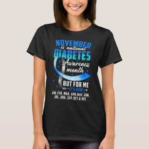 Camiseta Novembro é Consciência da Diabetes Mês Azul e Cinz