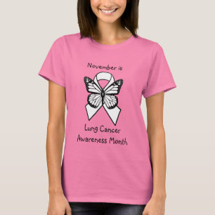Camiseta Novembro é Mês de Consciência do Cancer Pulmonar