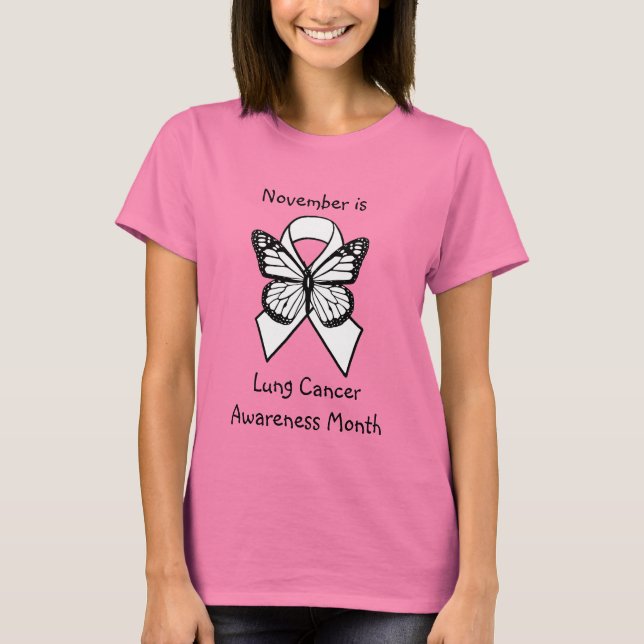 Camiseta Novembro é Mês de Consciência do Cancer Pulmonar (Frente)