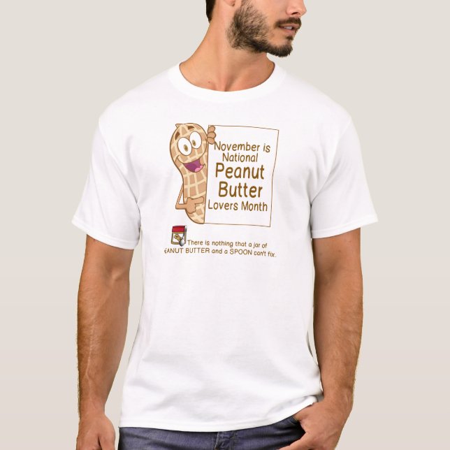 CAMISETA NOVEMBRO É MÊS DOS AMANTES DA MANTEIGA DE AMENDOIM (Frente)