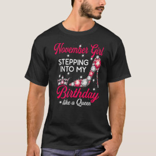 Camiseta Novembro Garota entrando em meus saltos altos