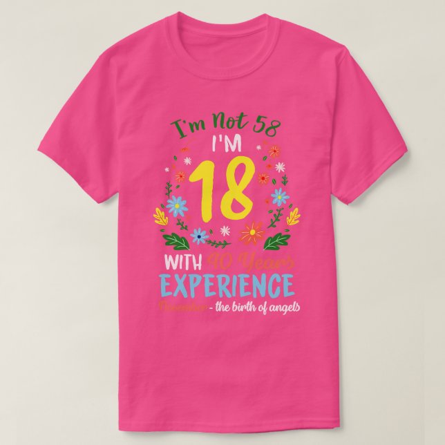 Camiseta Novembro Meninas Flores De 58 Anos De Im Não 58 B (Frente do Design)