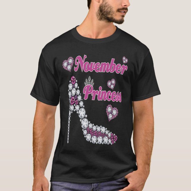 Camiseta Novembro Princesa Feliz Aniversário Alto Nascer Nã (Frente)