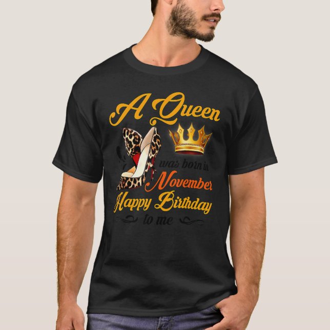 Camiseta Novembro Rapariga Aniversário Leopardo Alto Salto  (Frente)