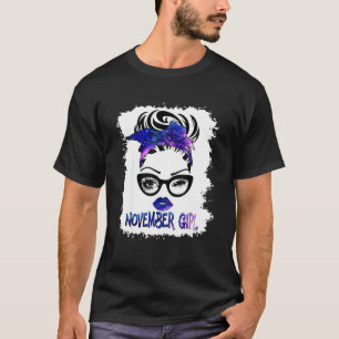 Camiseta Novembro Rapariga Galáxia Branqueada Mensagem - A