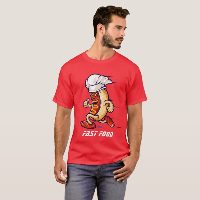 Camiseta Novidade divertida no futebol FAST COMIDA HOT DOG (Frente Completa)