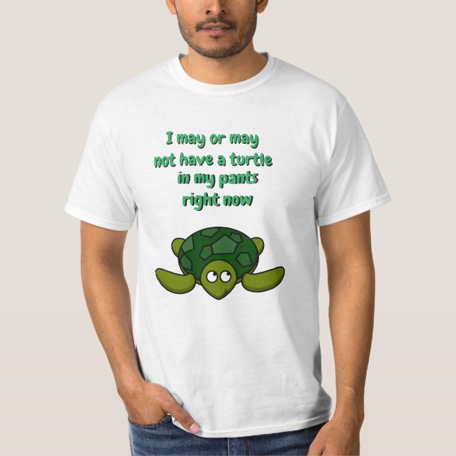 Camiseta Novidade divertida Presente de moda Ideia TURTLE E (Frente)