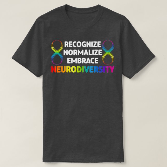 Camiseta Novidade Neurodiversidade Arco-Íris Infinidade Hom (Frente do Design)