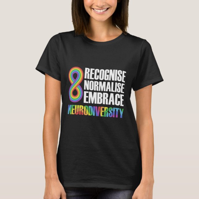 Camiseta Novidade Neurodiversidade Rainbow Infinity Autism  (Frente)