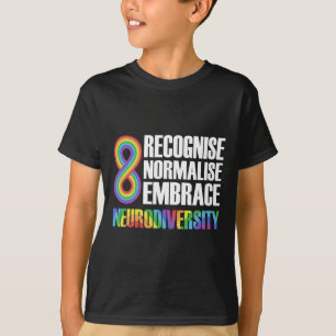 Camiseta Novidade Neurodiversidade Rainbow Infinity Autism 