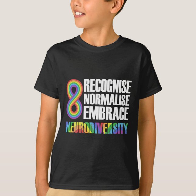 Camiseta Novidade Neurodiversidade Rainbow Infinity Autism  (Frente)
