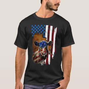 Camiseta Novilha 4 de Julho Bandeira Americana Fazendeiro V