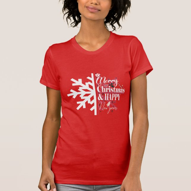 Camiseta Novo ano de Natal bonito T-Shirt (Frente)