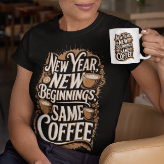 Camiseta Novo Ano Novas Fontes Mesmo Café