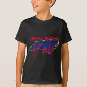 Camiseta Novo Bern Carolina do Norte Y'all Nc Orgulho Mapa