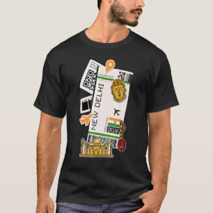 Camiseta Novo Bilhete Aéreo de Nova Deli Embarcando Avião d