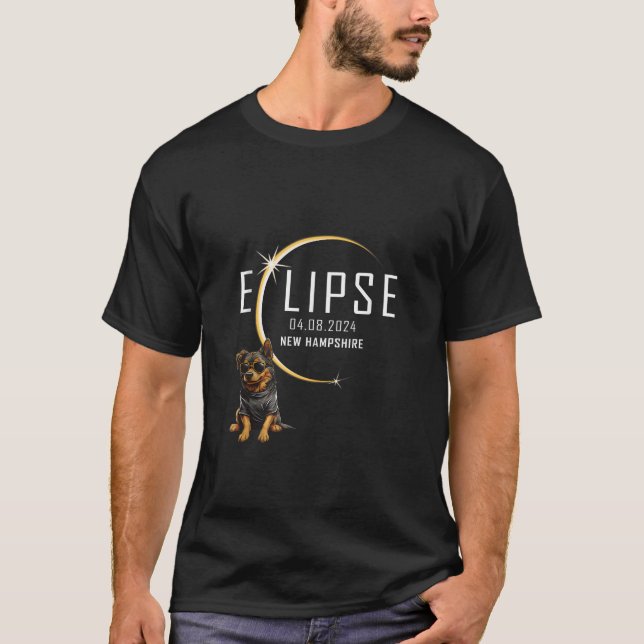 Camiseta NOVO CÃES DE MALHA Total Eclipse Solar 2024 Cachor (Frente)