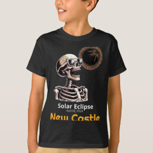 Camiseta Novo Castelo do Eclipse Solar do Esqueleto Indiana