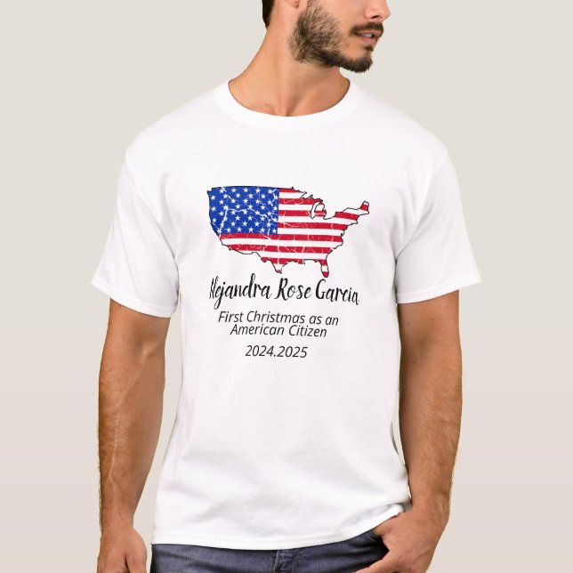 Camiseta Novo Cidadão dos EUA – Dia da Cidadania Mapa Ameri (Frente)
