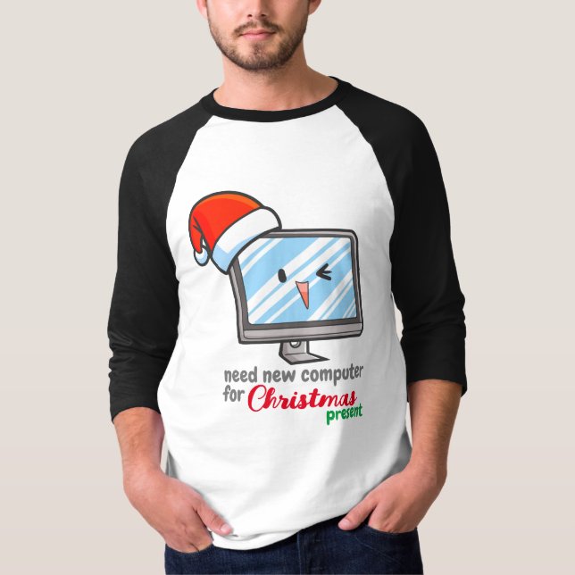 Camiseta Novo computador de natal personalizável (Frente)
