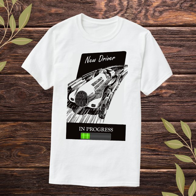 Camiseta Novo driver em andamento Vintage - Raça do carro r (Criador carregado)